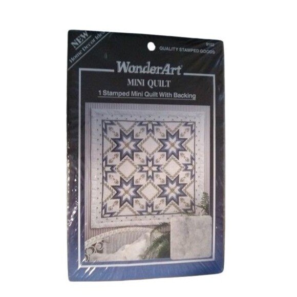 WonderArt stamped Mini Quilt with backing #9102 Floral Starburst 36x36" - Picture 1 of 2